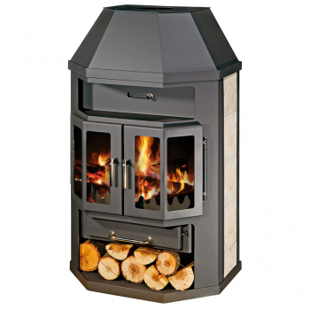 EEK A Kaminofen Victoria Grande Lux A mit Kachelverkleidung schwarz – 14kW