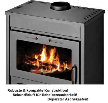 EEK A Wasserführender Kaminofen Victoria Ray Max B, schwarz - 13kW