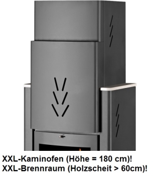 EEK A XXL-Kaminofen (180cm) Victoria Sonata mit XL-Brennraum schwarz– 16kW