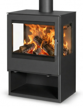 EEK A 3-Scheiben Kaminofen Victoria Modena Vision schwarz- 10,17kW mit XXL-Sichtscheiben
