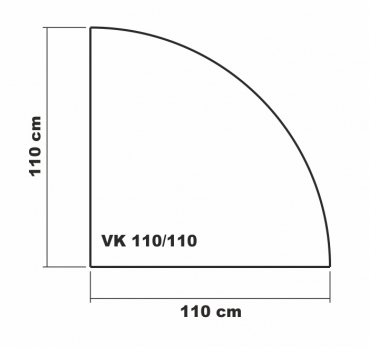 Viertelkreis 110x110cm - Funkenschutzplatte Kaminbodenplatte Glasplatte