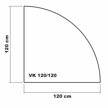 Viertelkreis 120x120cm - Funkenschutzplatte Kaminbodenplatte Glasplatte