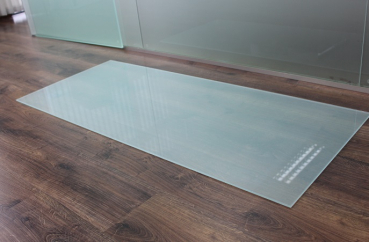 Saisonplatte Rechteck *Frosty* 130x70cm - Kamin-Vorlegeplatte Milchglas Funkenschutzplatte Kaminbodenplatte Glasplatte