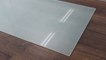 Saisonplatte Rechteck *Frosty* 100x60cm - Kamin-Vorlegeplatte Milchglas Funkenschutzplatte Kaminbodenplatte Glasplatte