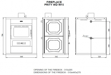 EEK A: Wasserführender Kaminofen Prity WD W15, ocker - 22 kW + Herdplatte + BIMSCHV II