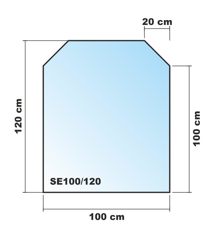 100 x 120 Funkenschutzplatte 6 mm stark Sechseck Glasbodenplatte mit Facette 
