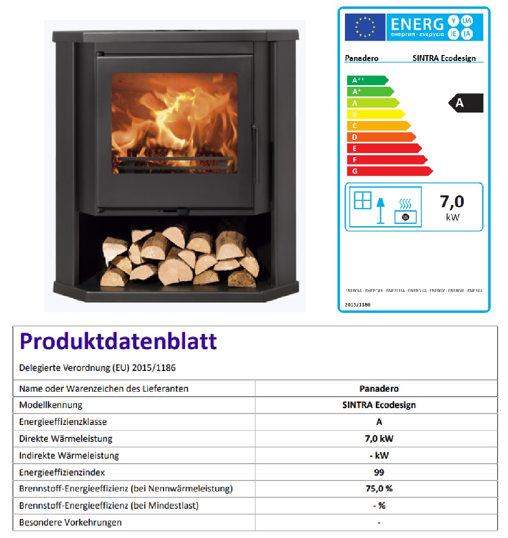 EEK A Eck-Kaminofen Panadero Sintra EcoDesign - 7,0 kW