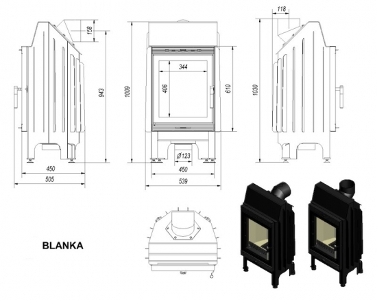 *EEK A - Kamineinsatz Kratki BLANKA PF - 8 kW