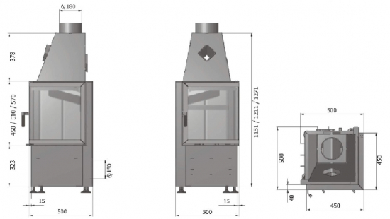 EEK A+ Eck-Kamineinsatz HAJDUK SMART 2LT/2PT rahmenlos Türhöhe 51cm - 7,5 kW