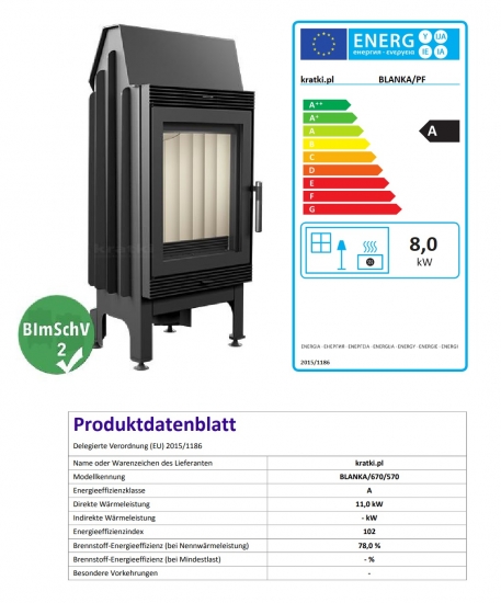 *EEK A - Kamineinsatz Kratki BLANKA PF - 8 kW