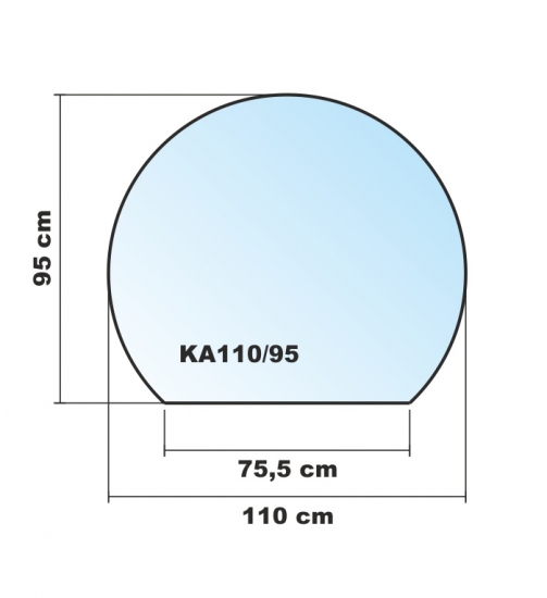 Kreisabschnitt 110x95cm Glas schwarz - Funkenschutzplatte Kaminbodenplatte Glasplatte Ofenplatte