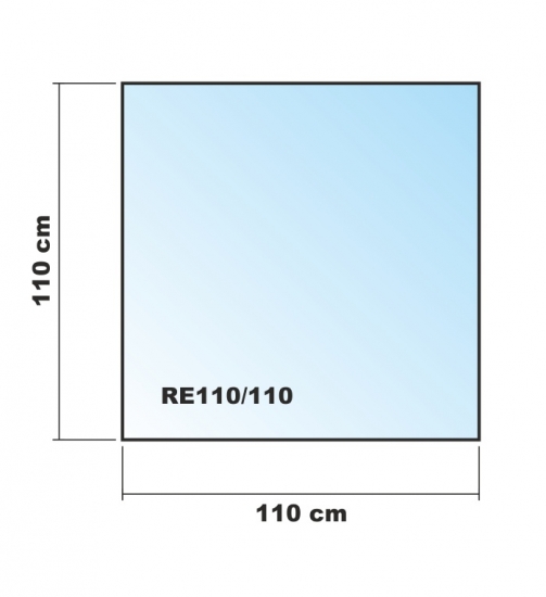 Quadrat 110x110cm Glas schwarz - Funkenschutzplatte Kaminbodenplatte Glasplatte Ofenunterlage