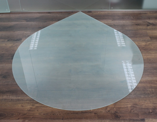 Tropfen *Frosty* 90cm - Funkenschutzplatte Milchglas Kaminbodenplatte Glasplatte