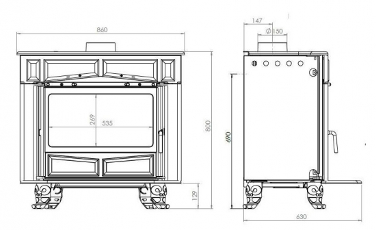 EEK A Gusskaminofen Plamen Glas Franklin mit 11kW