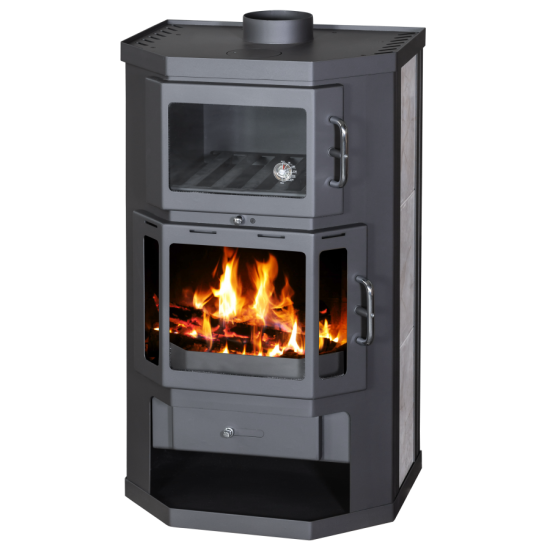 EEK A Kaminofen mit Backfach+Herdplatte Victoria Taro F schwarz – 9,53 kW