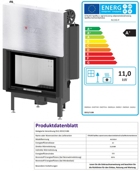 EEK A+ - Kamineinsatz HITZE Albero AL11G.H DECO mit Schiebetür -11kW