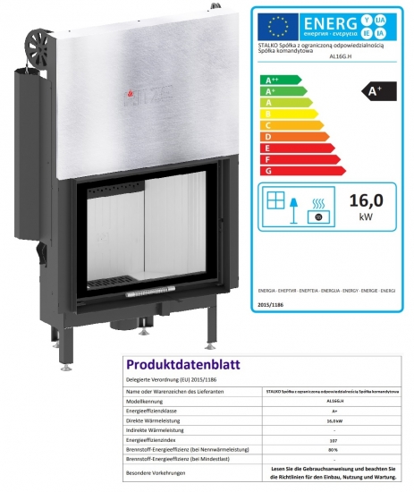 EEK A+ - Kamineinsatz HITZE Albero AL16G.H DECO mit Schiebetür -16kW