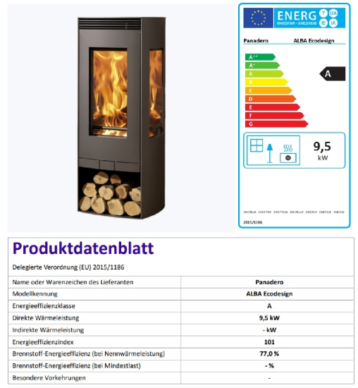 EEK A Panorama-Kaminofen Panadero ALBA - 9,5 kW