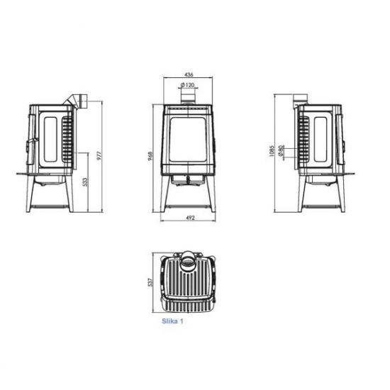 EEK A Design-Gusskaminofen Plamen Authentic 35N Herdplatte, ext. Zuluft- 11kW