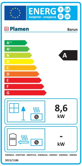EEK A Gusskaminofen Plamen Barun schwarz emailliert mit 8,6kW