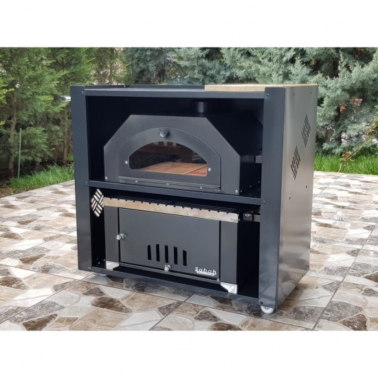 Gartengrillkamin - Grillen & Backen in einem Gerät! Gartenofen Gartenküche mit Backofenaufsatz "Elisabeth"