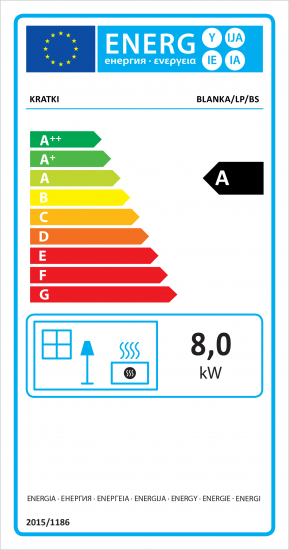 *EEK A - Kamineinsatz mit 3 Scheiben Kratki BLANKA/LP/BS - 8 kW
