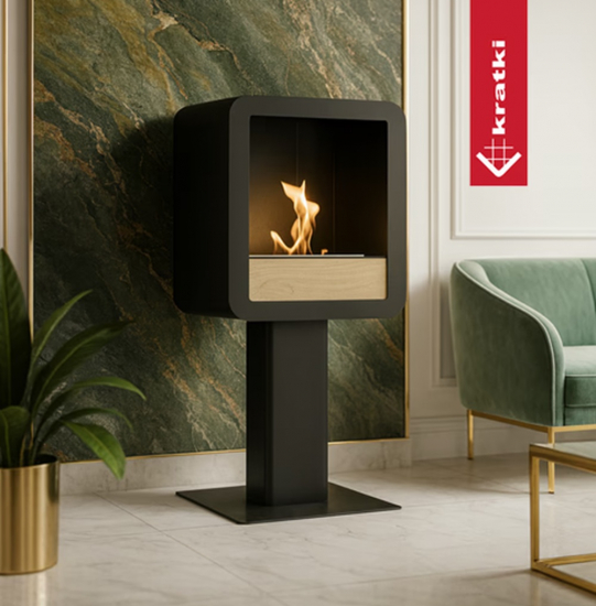 Echtfeuer-Dekokamin TETRA Bio - Kamin mit Eichenfront