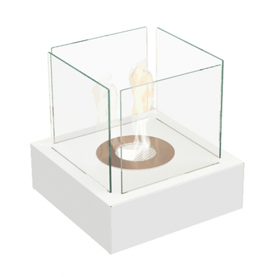 Echtfeuer-Dekokamin Standkamin Bioethanol TANGO 3 - weiß