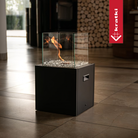 Echtfeuer-Dekokamin Bioethanol-Kamin Freistehend TOWER MINI - schwarz