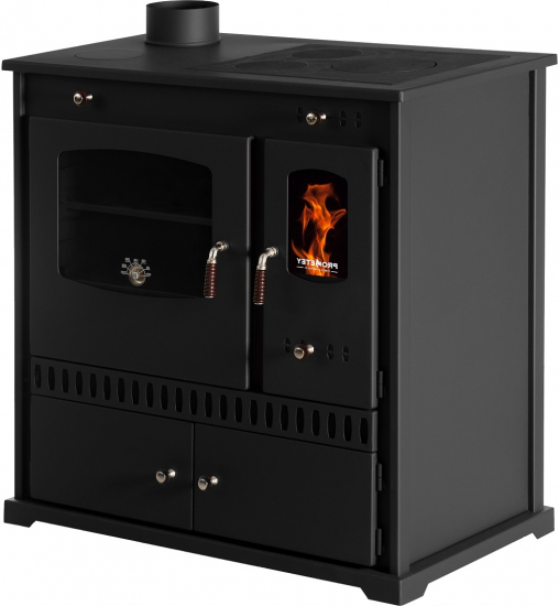 EEK A+ Küchenofen Holzherd Perfect ECO schwarz, linke Version - 7 kW Dauerbrandherd