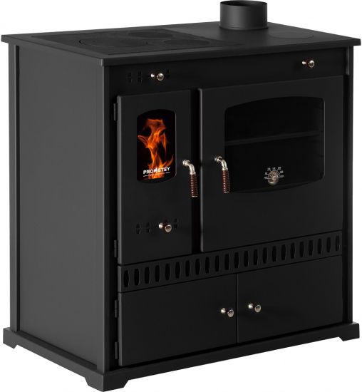 EEK A+ Küchenofen Holzherd Perfect ECO schwarz, rechte Version - 7 kW Dauerbrandherd