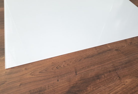 Saisonplatte Rechteck 90x60cm Glas weiß - Kamin-Vorlegeplatte Funkenschutzplatte Kaminbodenplatte Glasplatte