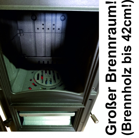 EEK A+ Kaminofen Plamen Dora 8N mit Herdplatte, grün - 6kW