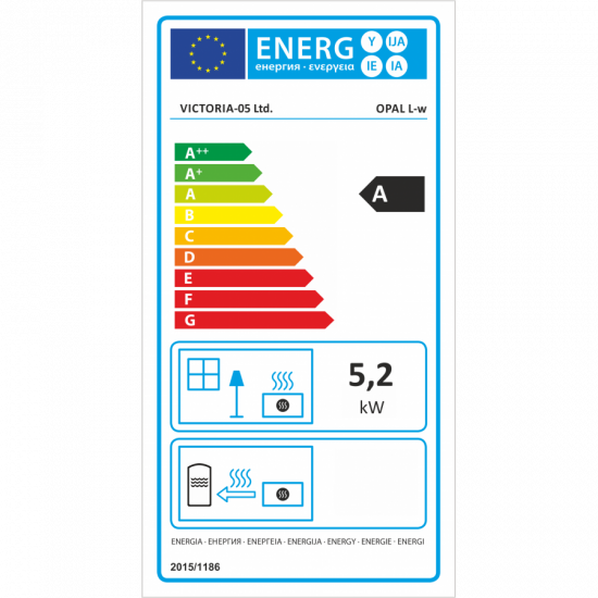 EEK A Kaminofen Victoria OPAL L-W schwarz, raumluftunabhängig - 5,15kW