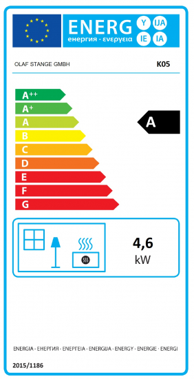 EEK A Kleiner Kaminofen K05, externe Zuluft, Holz&Kohle + dauerbrandf. – 4,6/6,2 kW