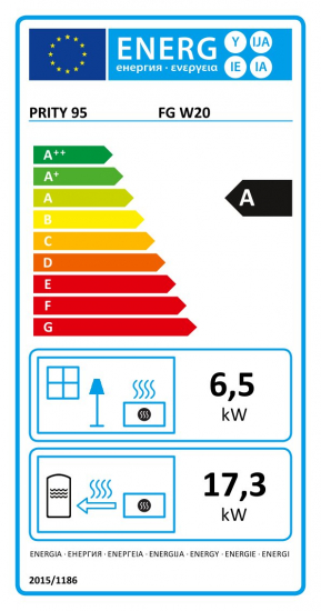 EEK A Wasserführender Kaminofen mit Backfach Prity FGW20, weiß - 23,8 kW + BIMSCHV II