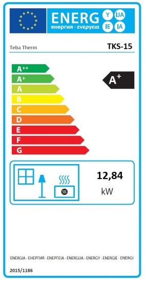 EEK A+ 3-Scheiben Panorama-Kaminofen Teba TKS-15 mit Backfach, dauerbrandfähig - 12,8 kW