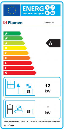 EEK A Design-Gusskaminofen Plamen Authentic 50 Herdplatte, ext. Zuluft- 12kW