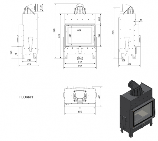 *EEK A Kamineinsatz Kratki FLOKI - 8 kW