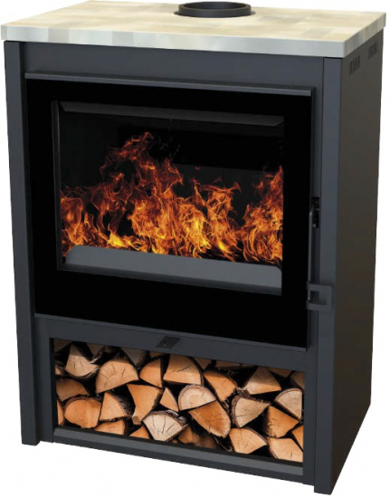 EEK A Kaminofen Granada S LUX Naturstein schwarz - 6,8 kW