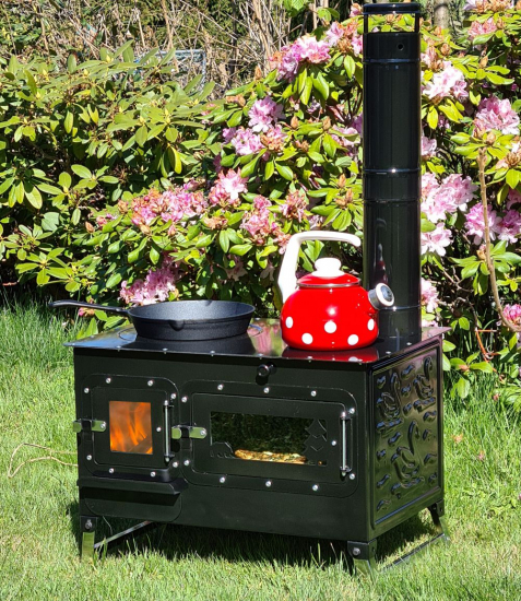 [B-Ware] Garten-Herd Gartenküche "Rosalie" Außenküche Campingofen Gulaschkanone Terrassenofen Pizzaofen Outdoor