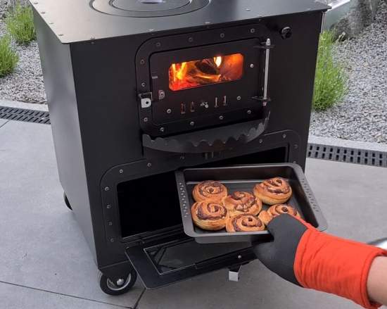 Garten-Backofen mit Herdplatte Gartenküche "Elise" Zeltofen Pizzaofen