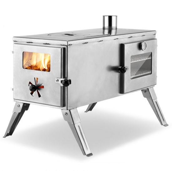 Outdoor-Küchenherd Edelstahl "Kurt" - Holzbackofen, Grill, Gartenkamin, Zeltofen, Pizza-Ofen, Brotbackofen