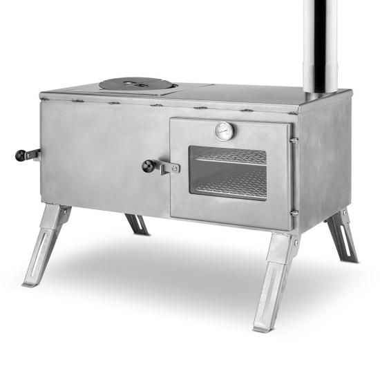 Outdoor-Küchenherd Edelstahl "Kurt" - Holzbackofen, Grill, Gartenkamin, Zeltofen, Pizza-Ofen, Brotbackofen