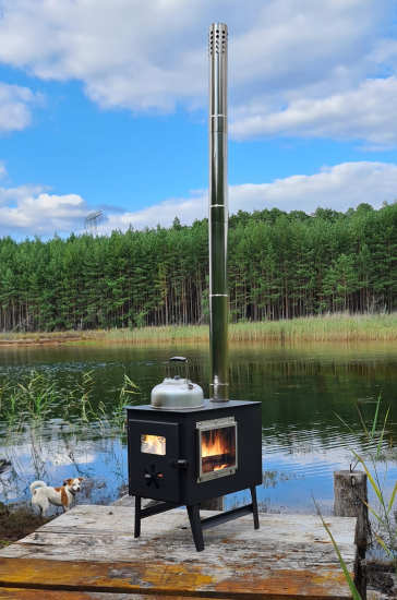 3-Scheiben-Gartenofen "Hugo" mit Herdplatte, Zeltofen, Terrassenofen, Camping