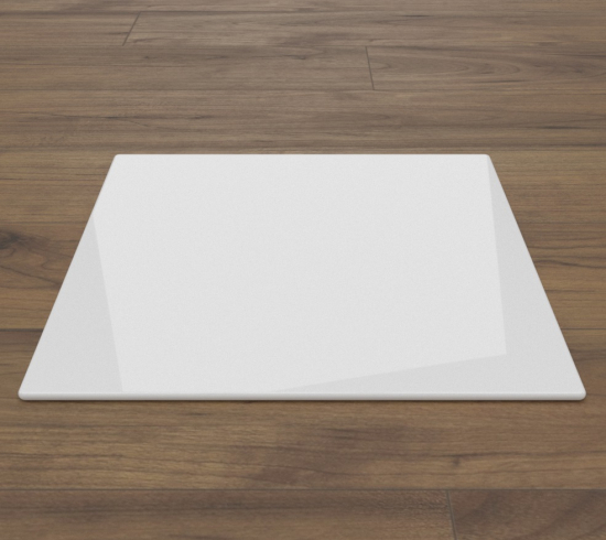 Quadrat 90x90cm Glas weiß - Funkenschutzplatte Kaminbodenplatte Glasplatte Ofenplatte