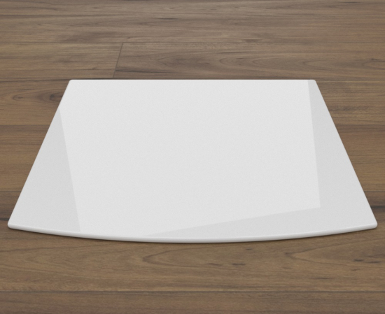 Segmentbogen 100x110cm Glas weiß - Funkenschutzplatte Kaminbodenplatte Glasplatte Ofenplatte Unterlage