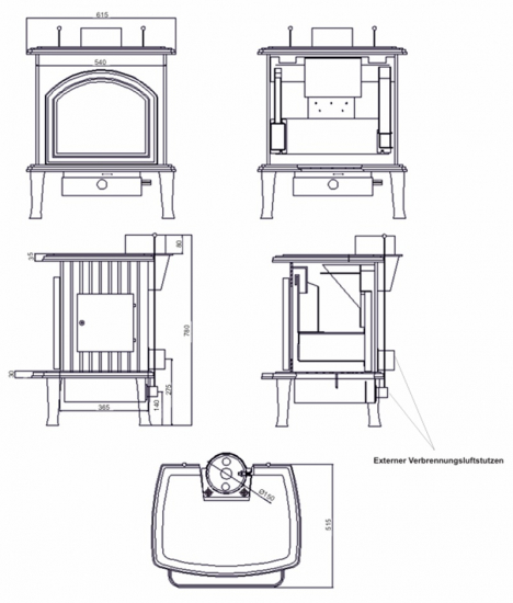 EEK A Kaminofen Globe Fire Orion - 7,7 kW EcoDesign