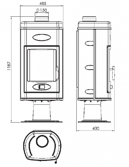 EEK A+ Gusskaminofen Plamen Hana gussgrau - 8kW