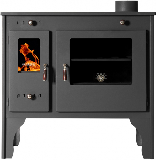 EEK A+ Küchenofen Holzherd Retro ECO schwarz, rechte Version - 7 kW Dauerbrandherd